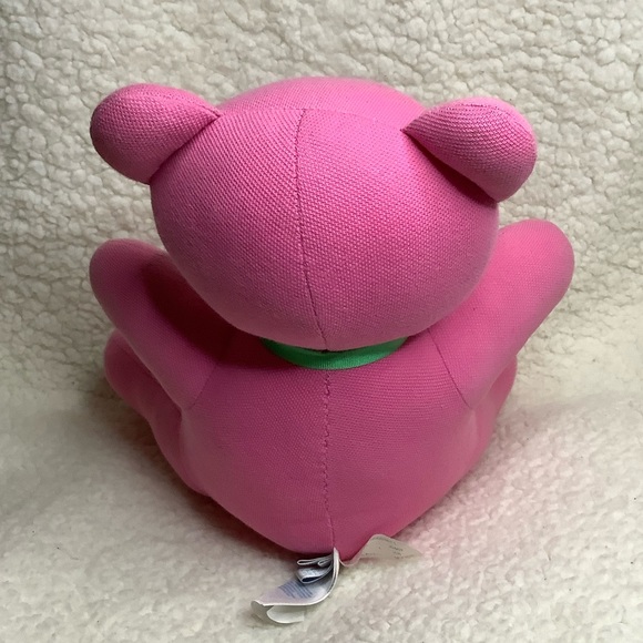 Ralph Lauren Polo 10 inch Plush Pink Bear Stuffed Animal w/Green Bow Toy - Picture 4 of 9